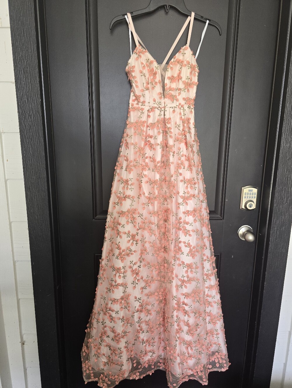 BCX Embroidered Floral Tulle Maxi Dress Pink Prom Formal Gown Size 1 $199 - Picture 4 of 13